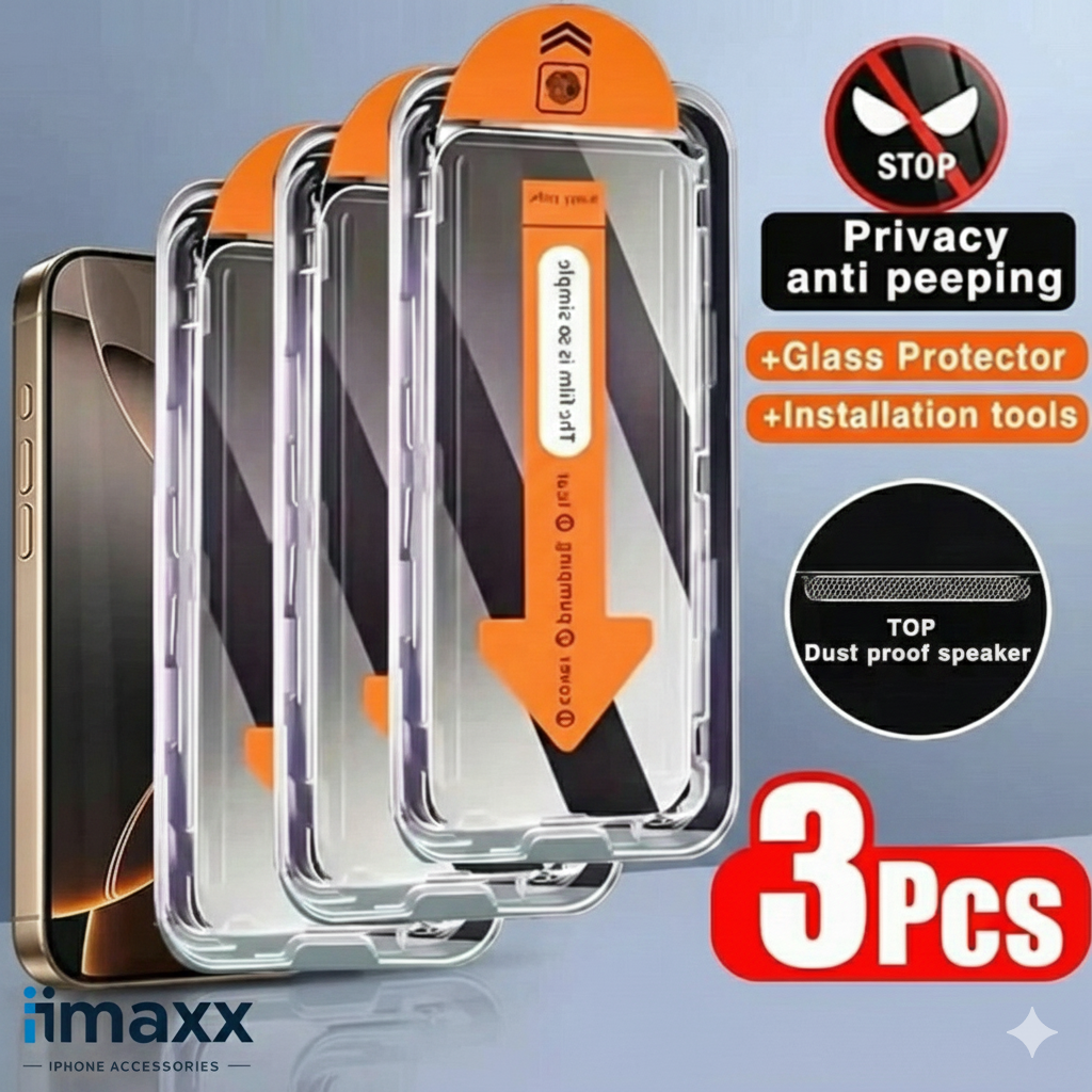 Privacy Screen Protector for iPhone - Anti-Spy Tempered Glass (3 Pack)